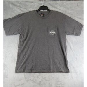 Harley Davidson Motorcycles Pocket T-Shirt Gray XL Pre-Shrunk Cotton Made in USA